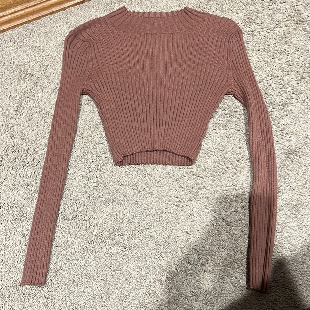brown right high neck sweater